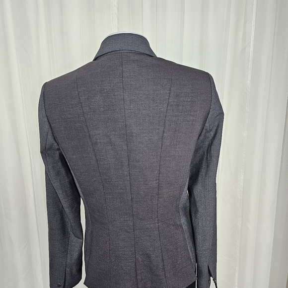 Elie Tahari snap button two-tone gray wool blazer size 8 - Picture 9 of 14